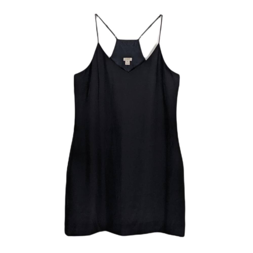 J. Crew Black Silk Like Racer Back Slip Dress Plus Size 14 - Picture 2 of 10